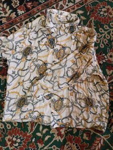 Vintage Print Button-Up Shirt
