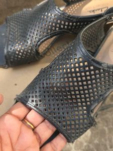 Clarks Collection Black Wedge Sandals