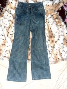 it girl low waist y2k Striped Flare Leg Jeans