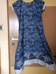 Price Dropped !! Blue &amp; White Applique Work Dress
