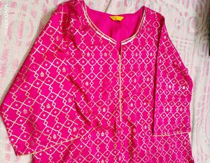 Brand New Aurelia Pink &amp; Gold Foil Print Kurti