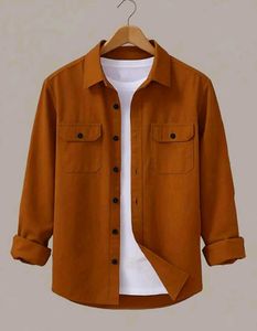 Rust Brown Casual Overshirt for Men | Premium Cott