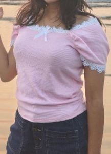 Cute Pink Top with Lace Detail