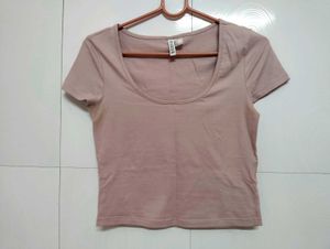 Soft Pink Square Neck T-Shirt