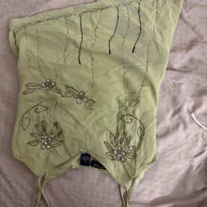 Embellished Green Tank Top