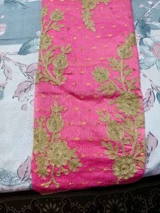 💖Elegant Pink Unstitched Embroidered Kurta Set