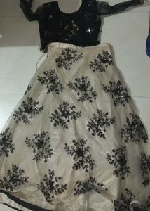 Beaded work off white lehanga