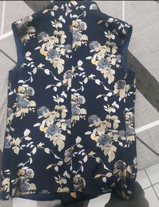 Blue Printed Nehru Jacket / Waistcoat