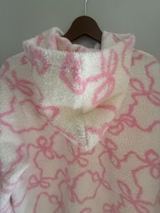 Cozy Pink Bow Zip-Up Hoodie