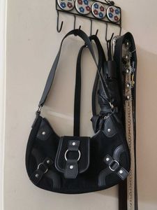 Black Suede Hobo Bag