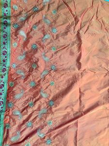 Embellished Orange Silk Saree