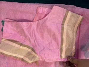 Pink Floral Saree with Blouse