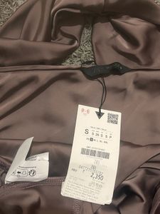 Zara Mauve Satin Halter Scarf Top - Size Small
