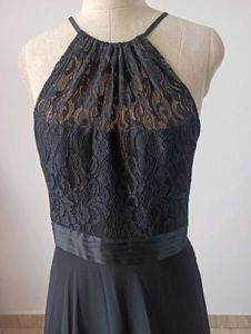 Elegant Black Lace Halter Dress
