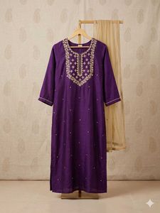 Elegant Purple Embroidered Kurta Set