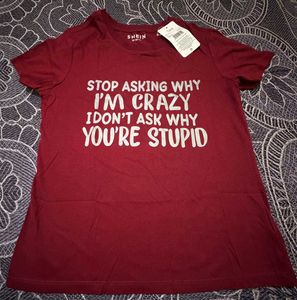SHEIN Slogan Graphic Tee - Burgundy Red