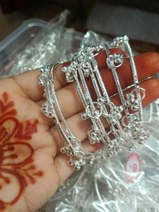 Silver Anklets with Bells