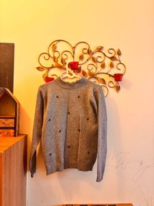 Grey Embroidered Sweater