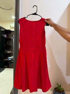 Elegant Red Sleeveless Fit &amp; Flare Dress
