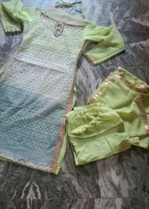 Elegant Lime Green Embroidered Salwar Kameez