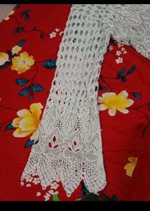Elegant Mint Green Kurta Set with White Lace