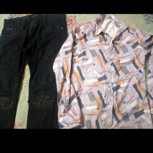 Stylish Printed Shirt and Black Jeans