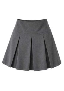 Grey Pleated Mini Skirt