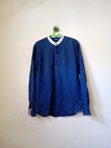 Men's Blue mandarin Collar Casual kurta Shirt