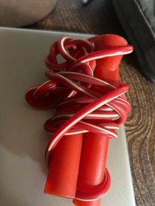 Vibrant Red & White Striped Skipping rope