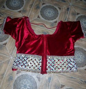 Elegant Red Velvet Blouse