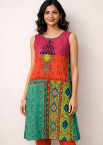 Vibrant Sleeveless Kurtis - Set of 2