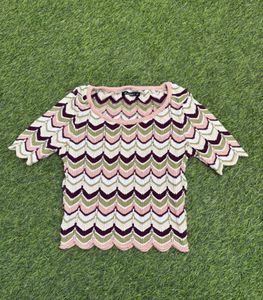 Retro Chevron Knit Cropped Top