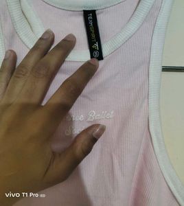 Pink Ribbed Tank Top