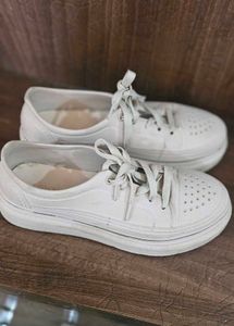 Classic White Lace-Up Sneakers