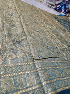 Stunning Teal Blue Embroidered Saree