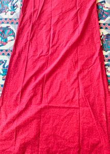 Elegant Red Kurta with Embellished Neckline