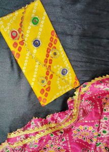 Vibrant Yellow Clutch bag with Mirror Work