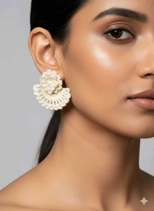 Unique leaf &amp; floral Crochet handmade Earrings