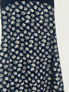 Navy Floral Sleeveless Midi Dress