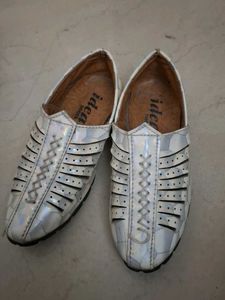 Stylish White Leather Cut-Out Shoes