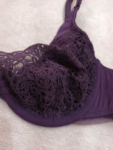 Elegant Purple Lace Bra 34B