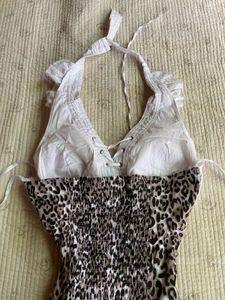 y2k Leopard Print Corset Top