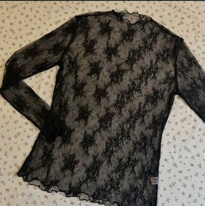 Y2k Vintage Dark Fairy Gothic Lace Sheer Top