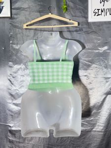 Green Gingham Crop Top