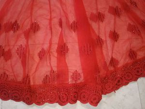 Red slit kurti with skirt