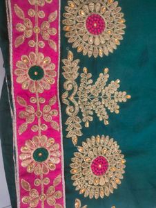 Diwali special Embroidered Teal Green Saree