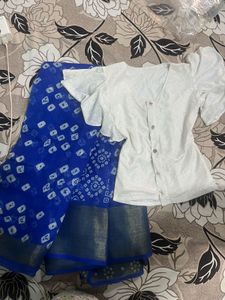 Vibrant Royal Blue Bandhani Saree