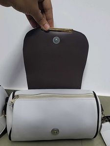 Stylish White &amp; Black Crossbody Bag