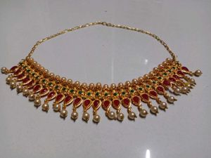 Exquisite Gold Necklace with Pearls &amp; Rubies