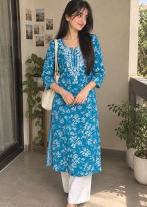 Blue Floral Kurta